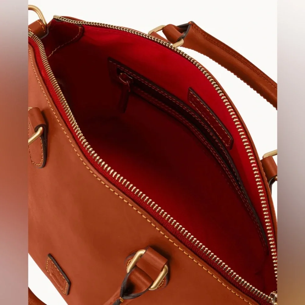 NWT Dooney & Bourke Florentine Geena Satchel Natural Brown Leather Satchel - Picture 3 of 6